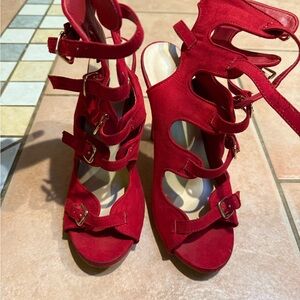 Shoe Dazzle Strappy Red Heels